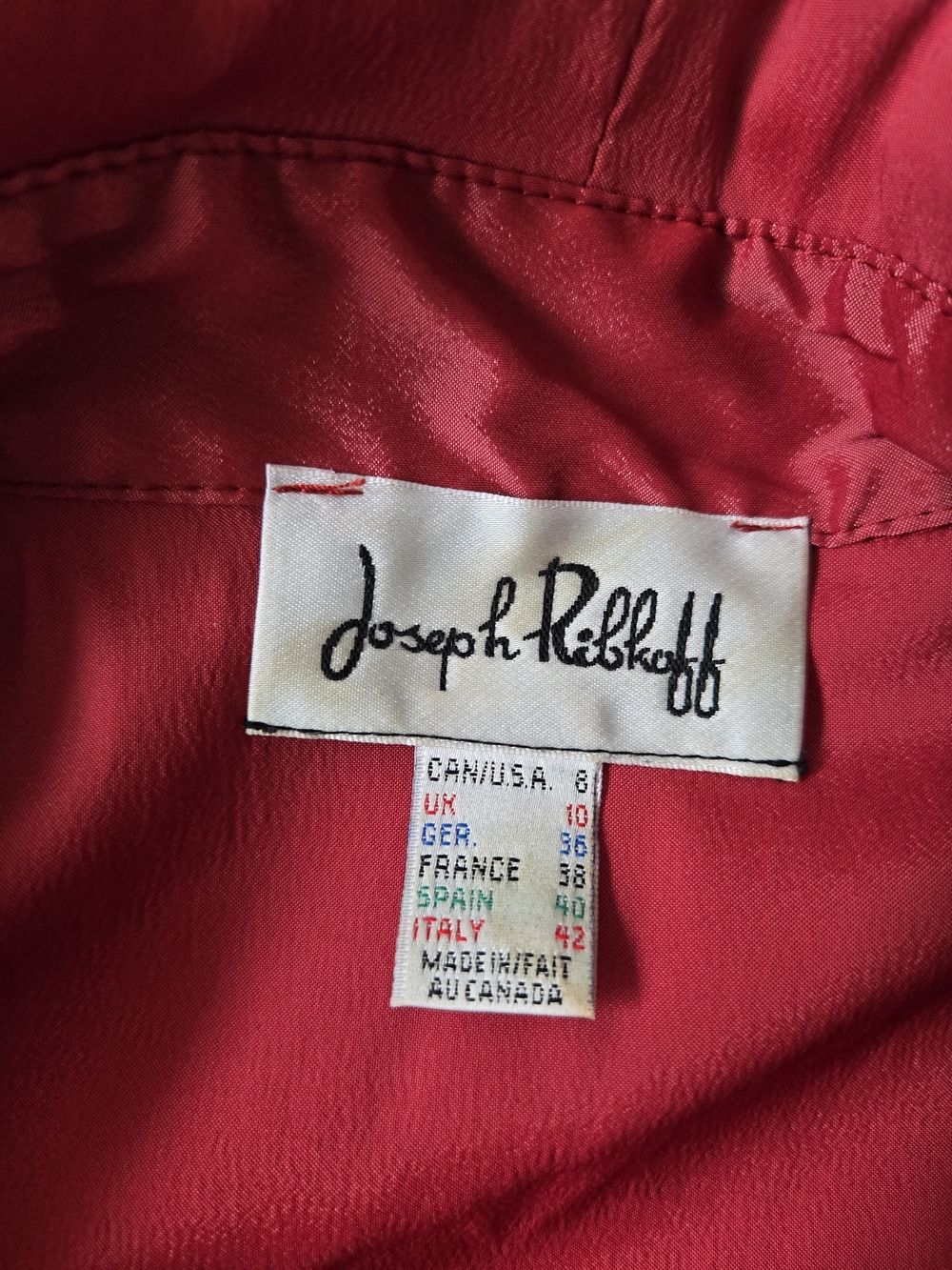 Joseph Ribkoff Red Ruffle Collar Button Blazer - Picture 2 of 4